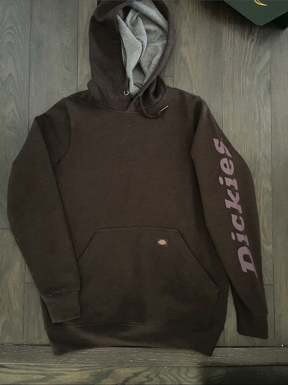 Dickies NWOT Brown Hoodie with Pink Sleeve Logo XS